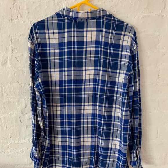 Express Blue & White Button Down Flannel - Picture 4 of 4